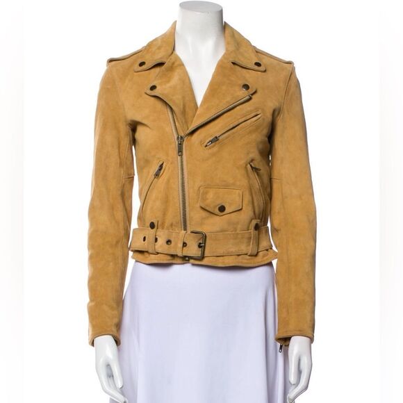 Polo Ralph Lauren Tan Suede Biker Motorcycle Jacket XS - Picture 1 of 16